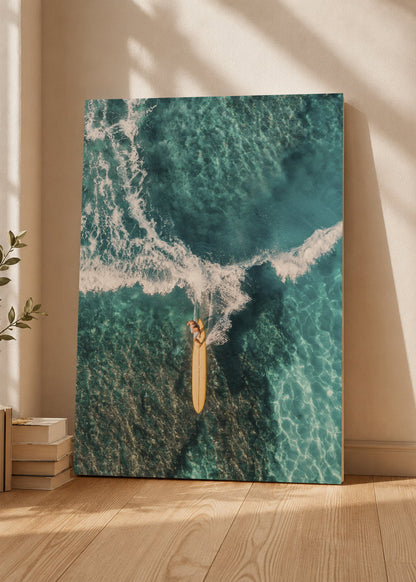 Cuadro Decorativo Mural Sin Marco 5mm - Playa, Surfista Aéreo Ola Turquesa