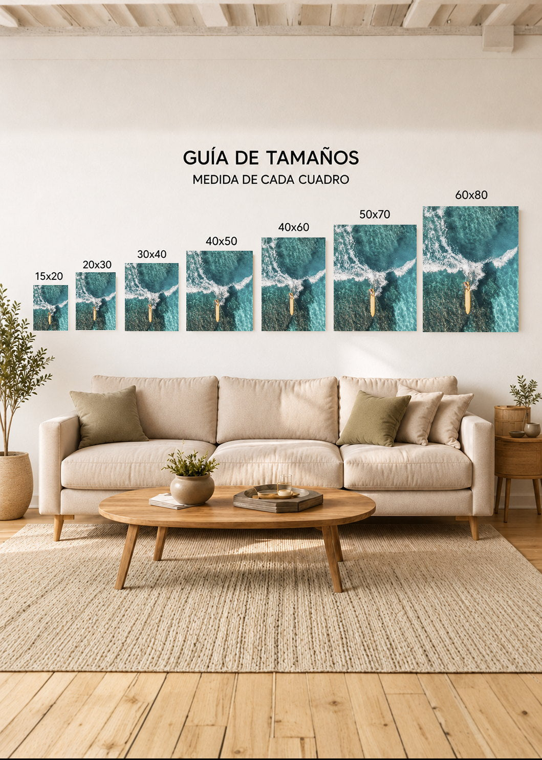 Cuadro Decorativo Mural Sin Marco 5mm - Playa, Surfista Aéreo Ola Turquesa