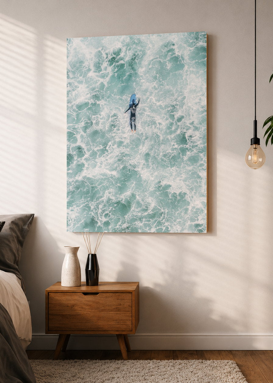 Cuadro Decorativo Mural Sin Marco 5mm - Playa, Surfista Espuma Aérea