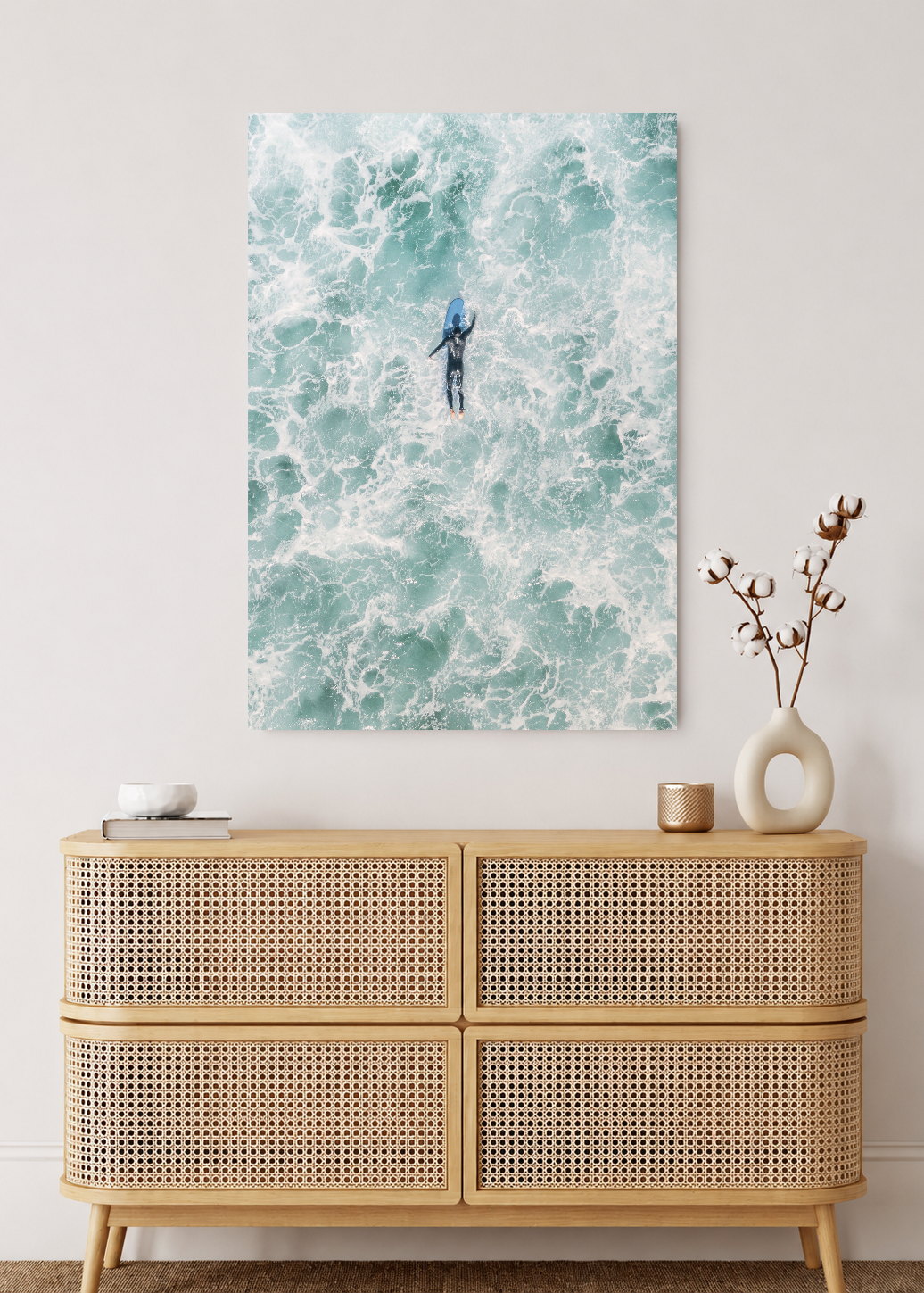 Cuadro Decorativo Mural Sin Marco 5mm - Playa, Surfista Espuma Aérea