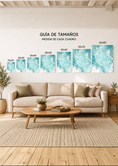 Cuadro Decorativo Mural Sin Marco 5mm - Playa, Surfistas Agua Turquesa