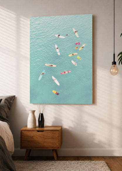 Cuadro Decorativo Mural Sin Marco 5mm - Playa, Surfistas Tablas Aérea