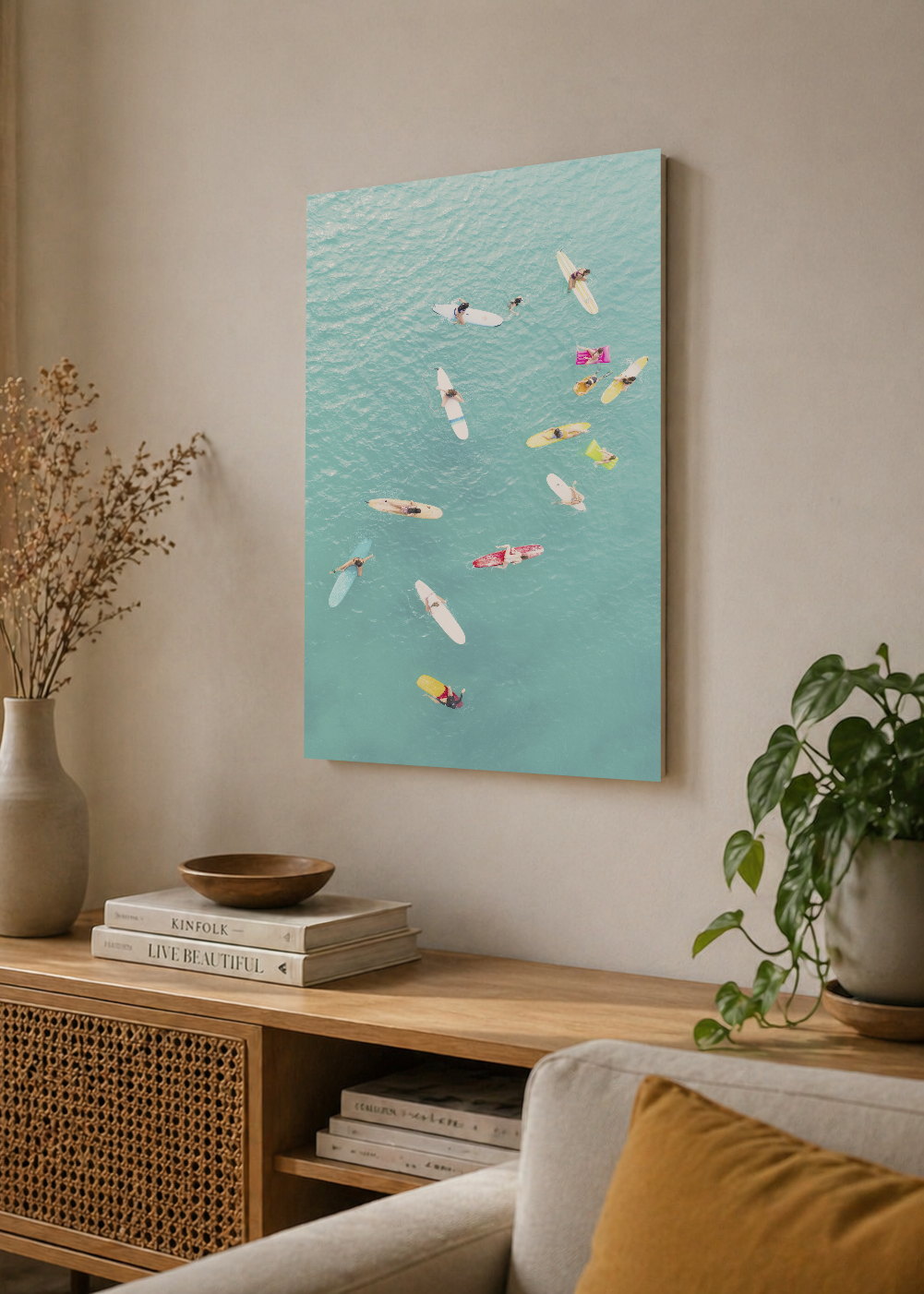 Cuadro Decorativo Mural Sin Marco 5mm - Playa, Surfistas Tablas Aérea