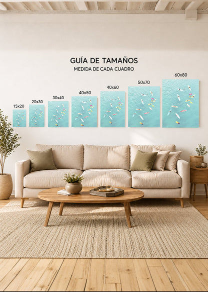 Cuadro Decorativo Mural Sin Marco 5mm - Playa, Surfistas Tablas Aérea