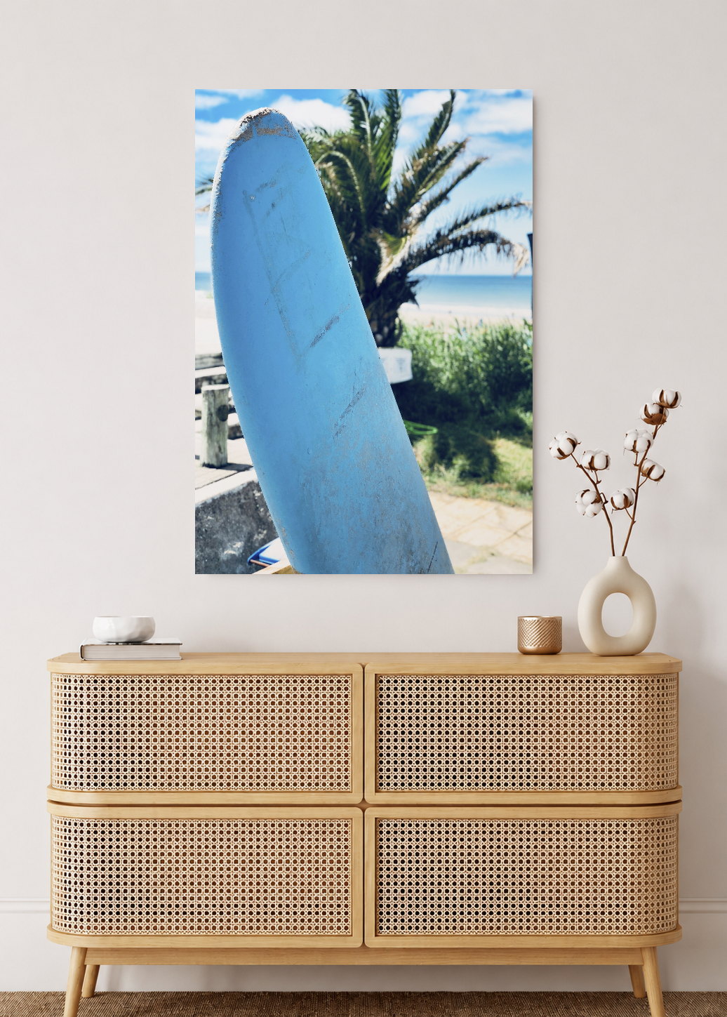 Cuadro Decorativo Mural Sin Marco 5mm - Playa, Tabla Azul Parada
