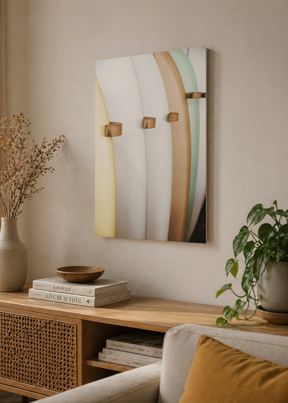 Cuadro Decorativo Mural Sin Marco 5mm - Playa, Tablas Apiladas Pastel