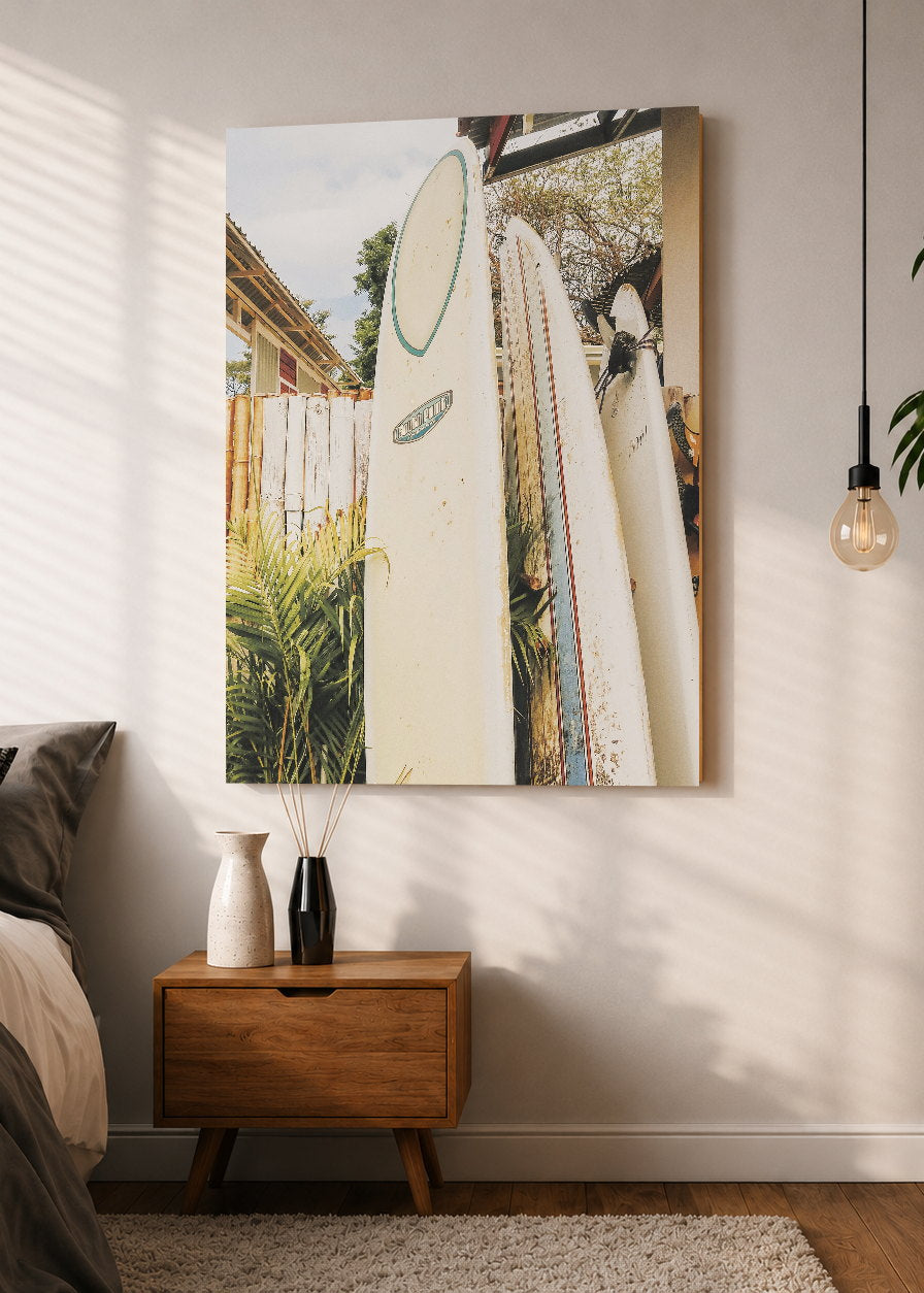 Cuadro Decorativo Mural Sin Marco 5mm - Playa, Tablas Blancas Apoyadas