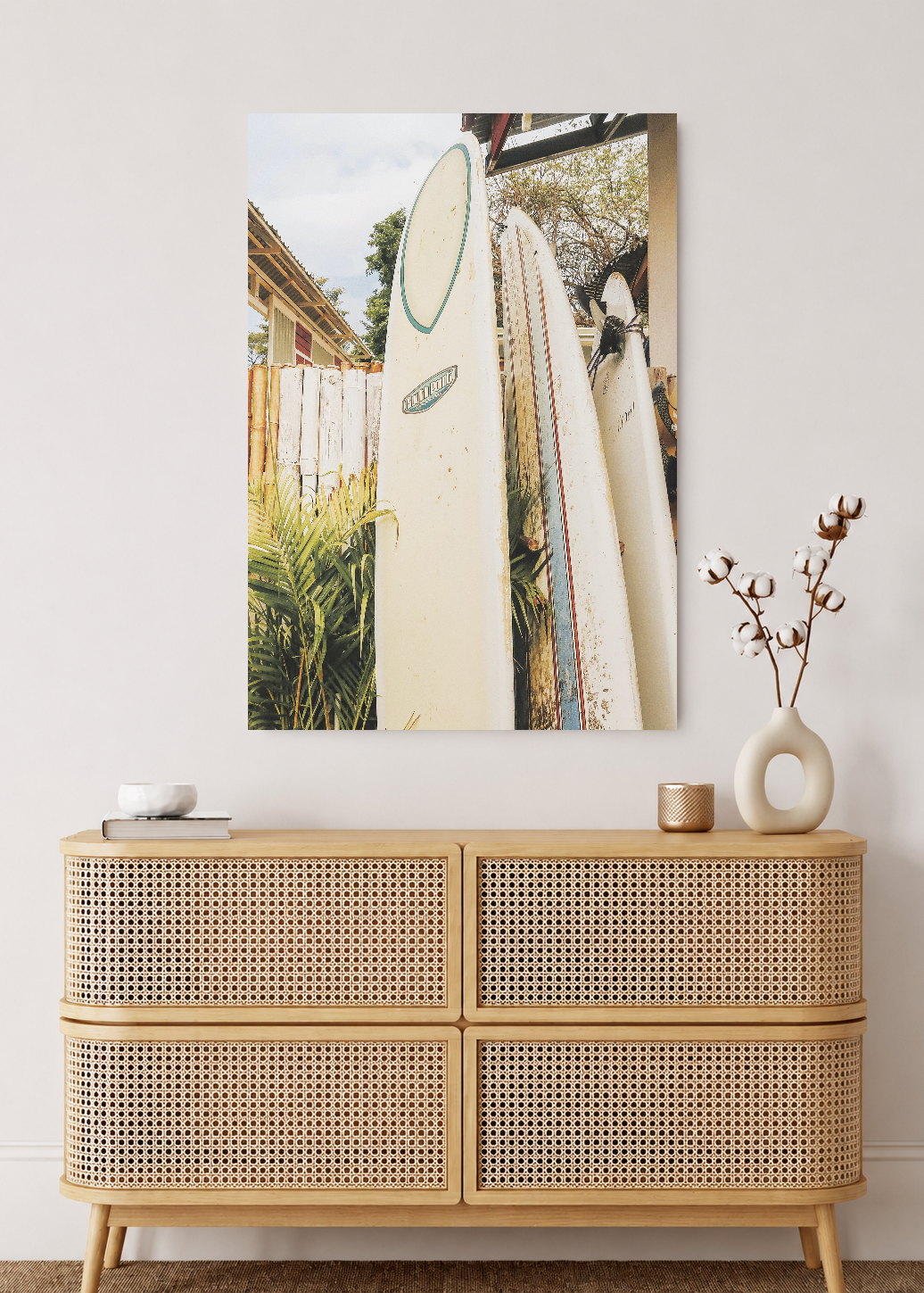 Cuadro Decorativo Mural Sin Marco 5mm - Playa, Tablas Blancas Apoyadas