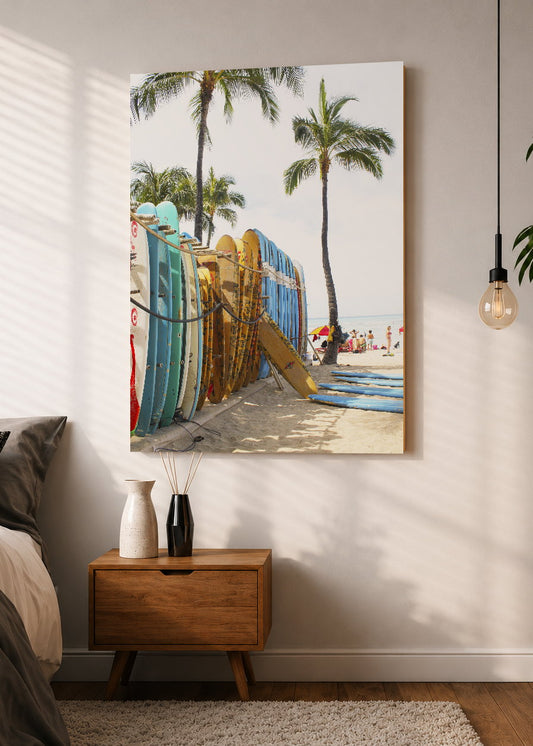 Cuadro Decorativo Mural Sin Marco 5mm - Playa, Tablas Colores Palmeras