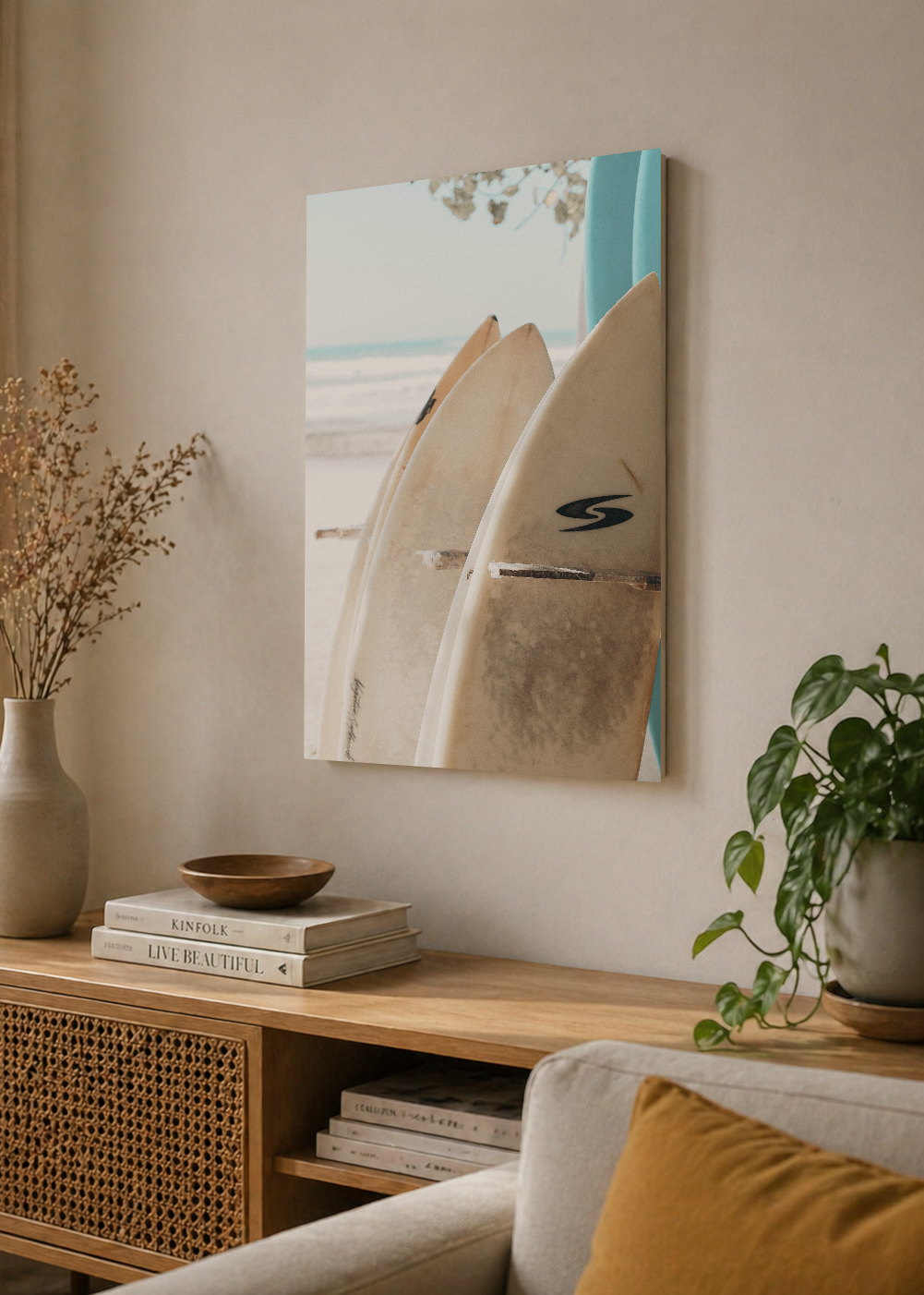 Cuadro Decorativo Mural Sin Marco 5mm - Playa, Tablas Gaviota Arena