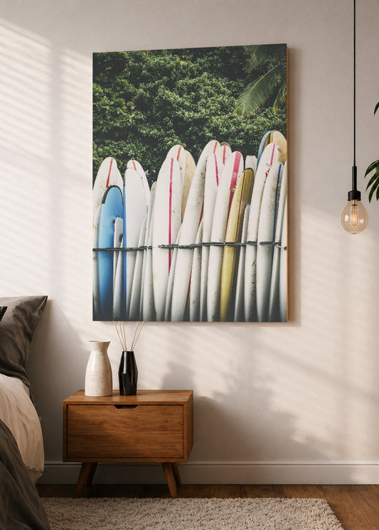 Cuadro Decorativo Mural Sin Marco 5mm - Playa, Tablas Hilera Blancas