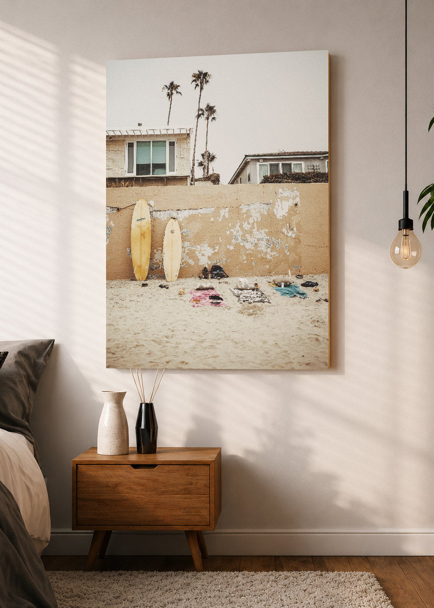 Cuadro Decorativo Mural Sin Marco 5mm - Playa, Tablas Pared Beige