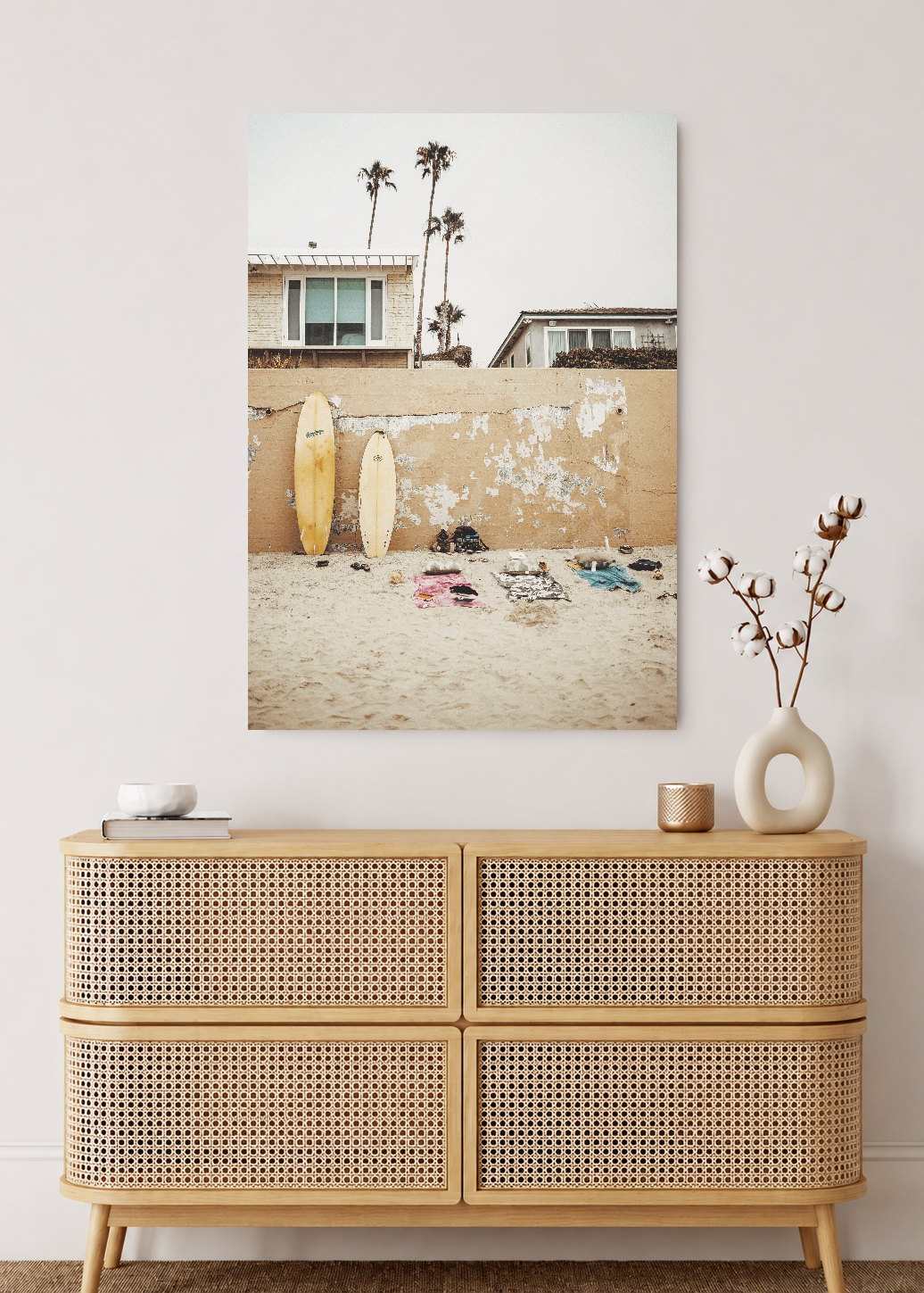 Cuadro Decorativo Mural Sin Marco 5mm - Playa, Tablas Pared Beige