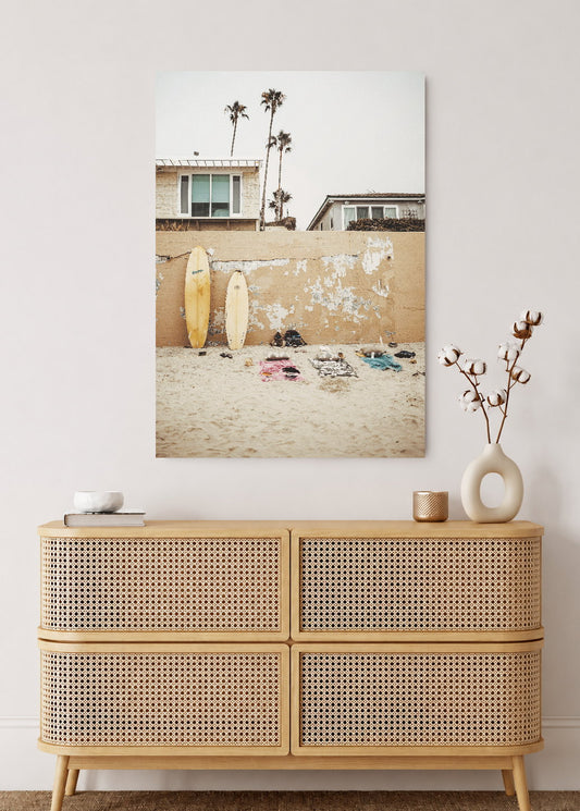 Cuadro Decorativo Mural Sin Marco 5mm - Playa, Tablas Pared Beige