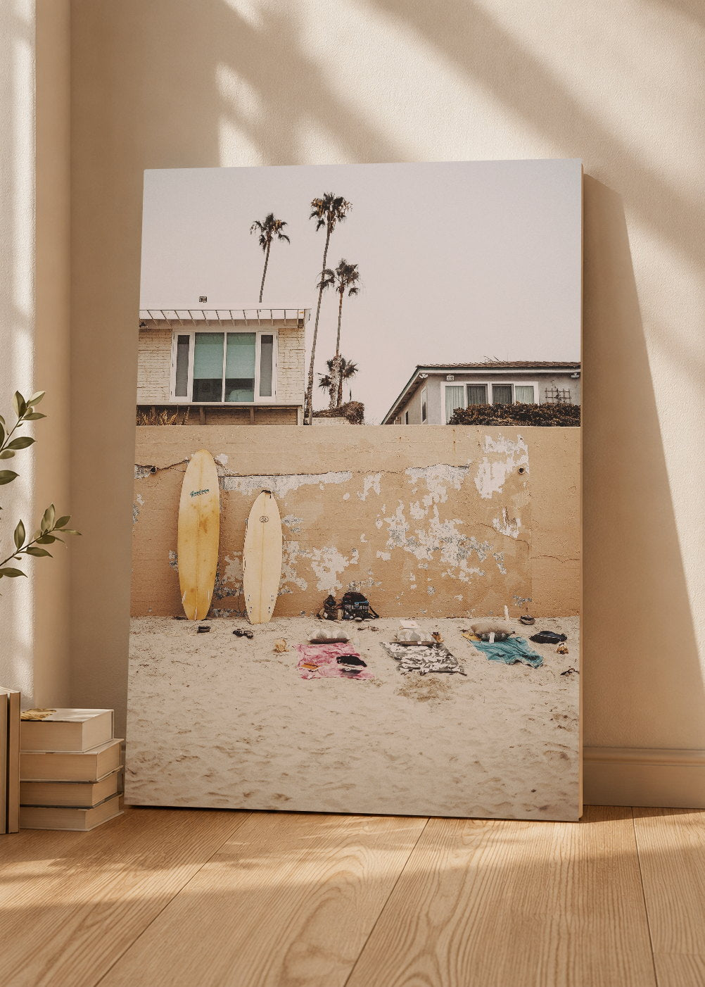 Cuadro Decorativo Mural Sin Marco 5mm - Playa, Tablas Pared Beige