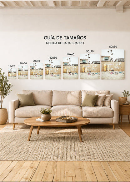 Cuadro Decorativo Mural Sin Marco 5mm - Playa, Tablas Pared Beige