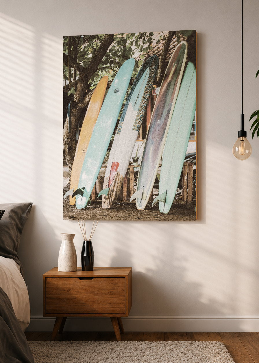 Cuadro Decorativo Mural Sin Marco 5mm - Playa, Tablas Pastel Apoyadas