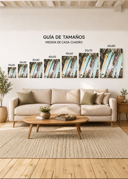 Cuadro Decorativo Mural Sin Marco 5mm - Playa, Tablas Pastel Apoyadas