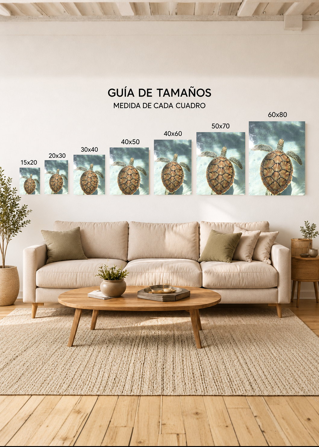 Cuadro Decorativo Mural Sin Marco 5mm - Playa, Tortuga Marina Agua