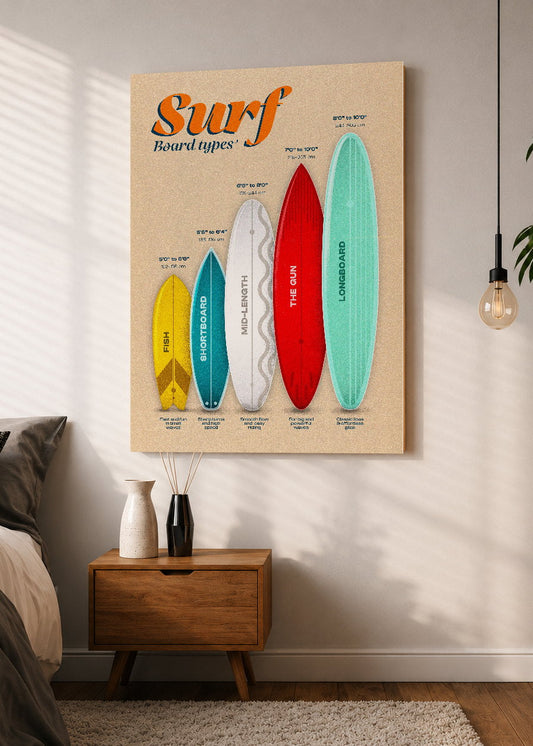 Cuadro Decorativo Mural Sin Marco 5mm - Surf, Playa, Tabla, Olas y Arena XI