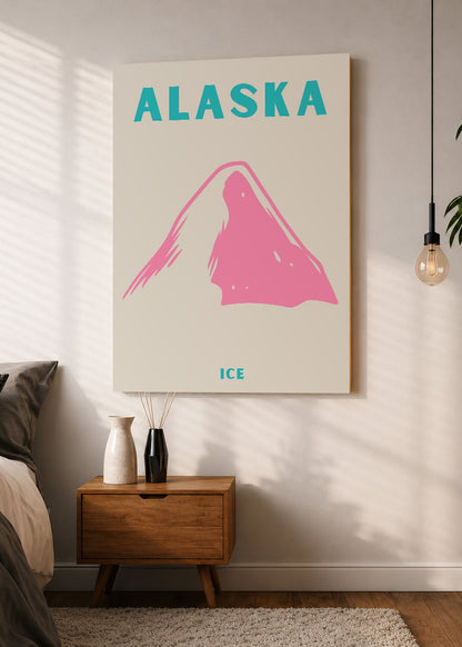 Cuadro Decorativo Mural Sin Marco 5mm - Travel, Alaska, Montaña Rosa Beige