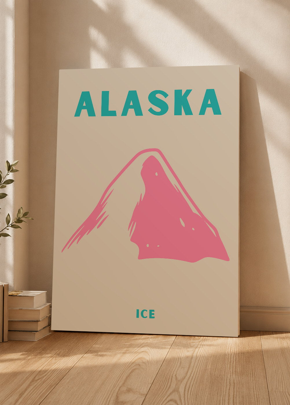 Cuadro Decorativo Mural Sin Marco 5mm - Travel, Alaska, Montaña Rosa Beige