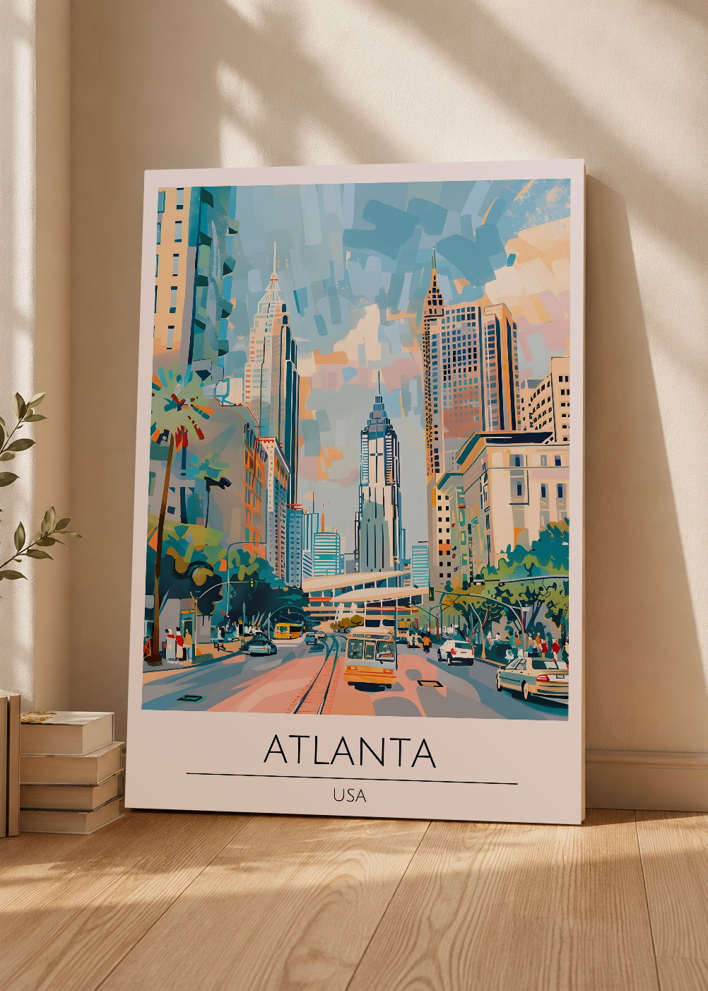 Cuadro Decorativo Mural Sin Marco 5mm - Travel, Atlanta, USA, Ilustración Ciudad