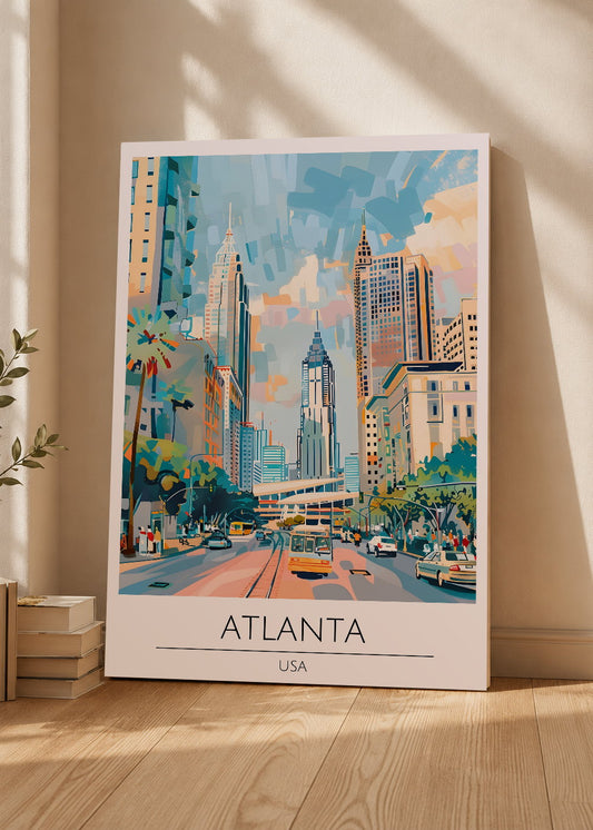 Cuadro Decorativo Mural Sin Marco 5mm - Travel, Atlanta, USA, Ilustración Ciudad