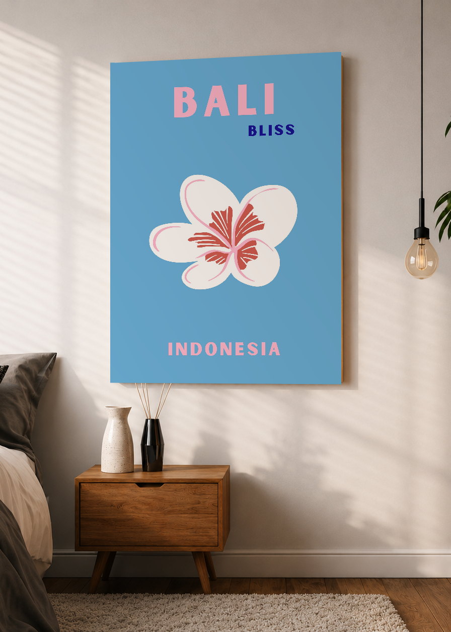 Cuadro Decorativo Mural Sin Marco 5mm - Travel, Bali, Indonesia, Flor Azul