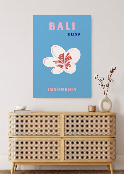 Cuadro Decorativo Mural Sin Marco 5mm - Travel, Bali, Indonesia, Flor Azul