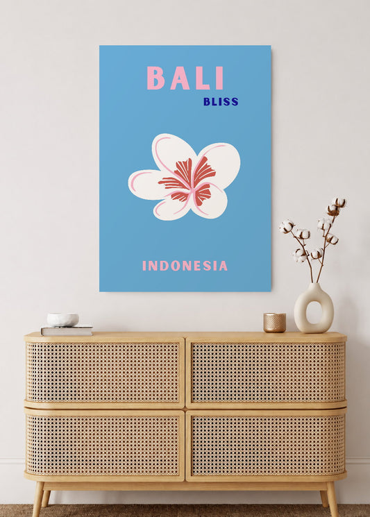 Cuadro Decorativo Mural Sin Marco 5mm - Travel, Bali, Indonesia, Flor Azul