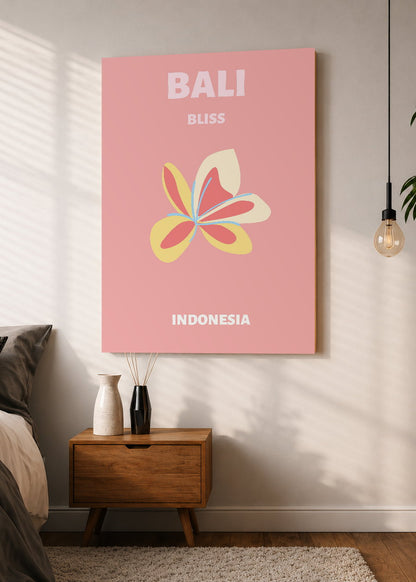Cuadro Decorativo Mural Sin Marco 5mm - Travel, Bali, Indonesia, Flor Rosa