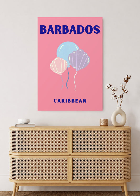 Cuadro Decorativo Mural Sin Marco 5mm - Travel, Barbados, Caribe, Medusas Rosa