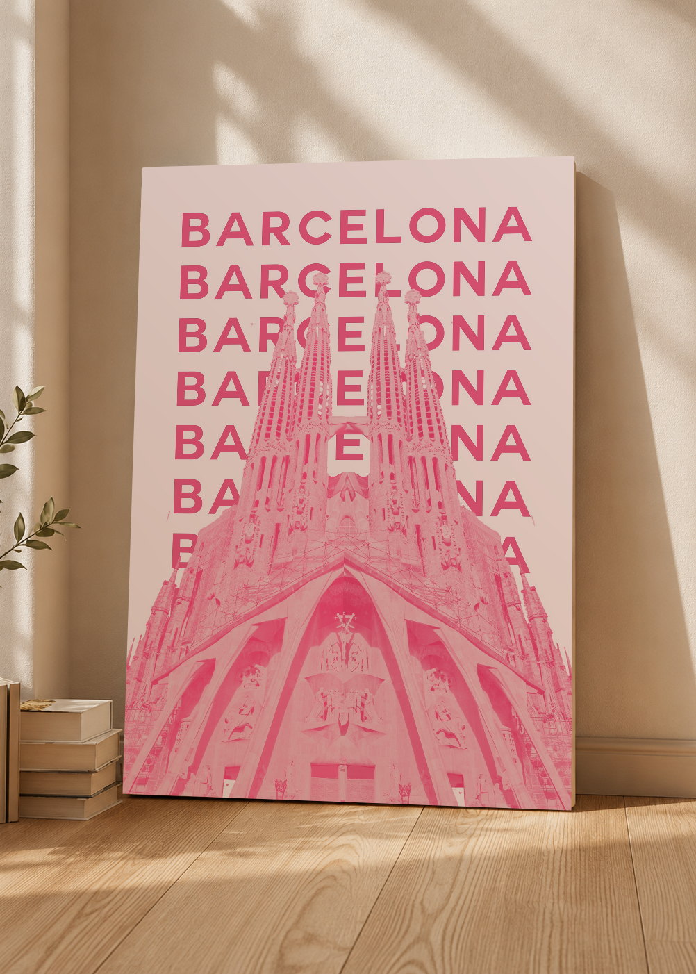 Cuadro Decorativo Mural Sin Marco 5mm - Travel, Barcelona Sagrada Familia, España, Rosa