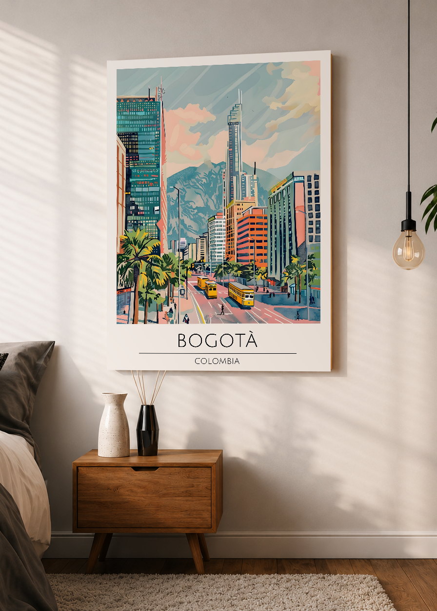 Cuadro Decorativo Mural Sin Marco 5mm - Travel, Bogotá, Colombia, Ilustración Ciudad