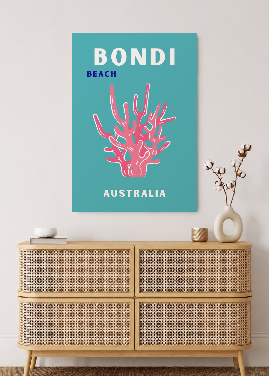 Cuadro Decorativo Mural Sin Marco 5mm - Travel, Bondi, Australia, Coral Blanco