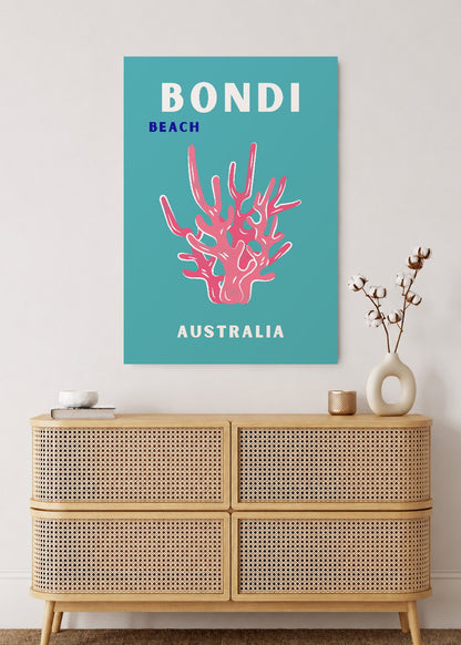 Cuadro Decorativo Mural Sin Marco 5mm - Travel, Bondi, Australia, Coral Blanco