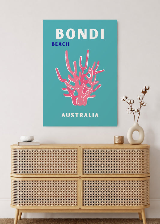 Cuadro Decorativo Mural Sin Marco 5mm - Travel, Bondi, Australia, Coral Blanco