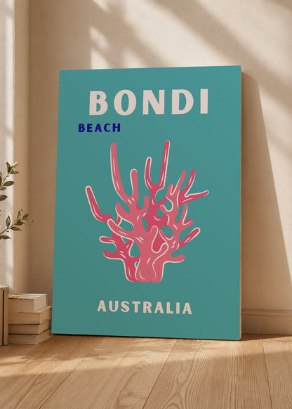Cuadro Decorativo Mural Sin Marco 5mm - Travel, Bondi, Australia, Coral Blanco