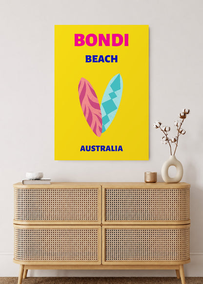 Cuadro Decorativo Mural Sin Marco 5mm - Travel, Bondi, Australia, Tablas Surf Amarillo II