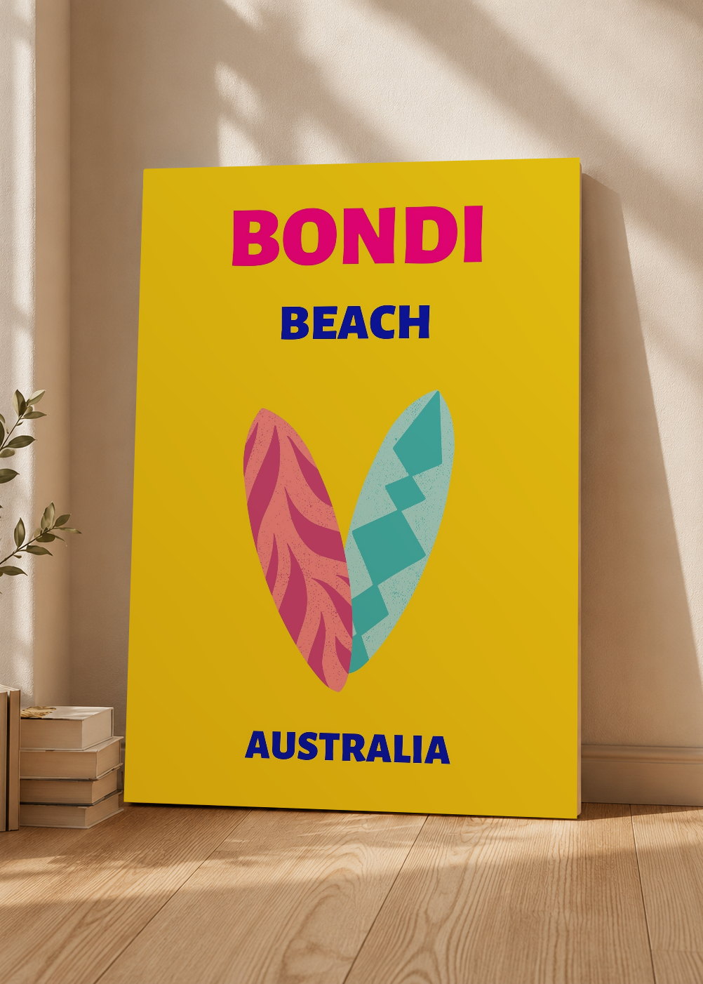 Cuadro Decorativo Mural Sin Marco 5mm - Travel, Bondi, Australia, Tablas Surf Amarillo II