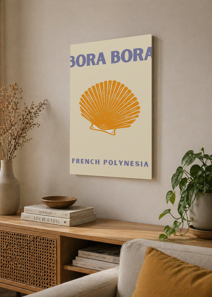 Cuadro Decorativo Mural Sin Marco 5mm - Travel, Bora Bora, Polinesia, Caracol Crema
