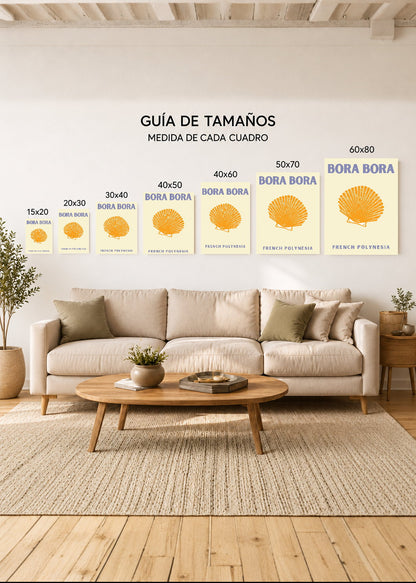 Cuadro Decorativo Mural Sin Marco 5mm - Travel, Bora Bora, Polinesia, Caracol Crema