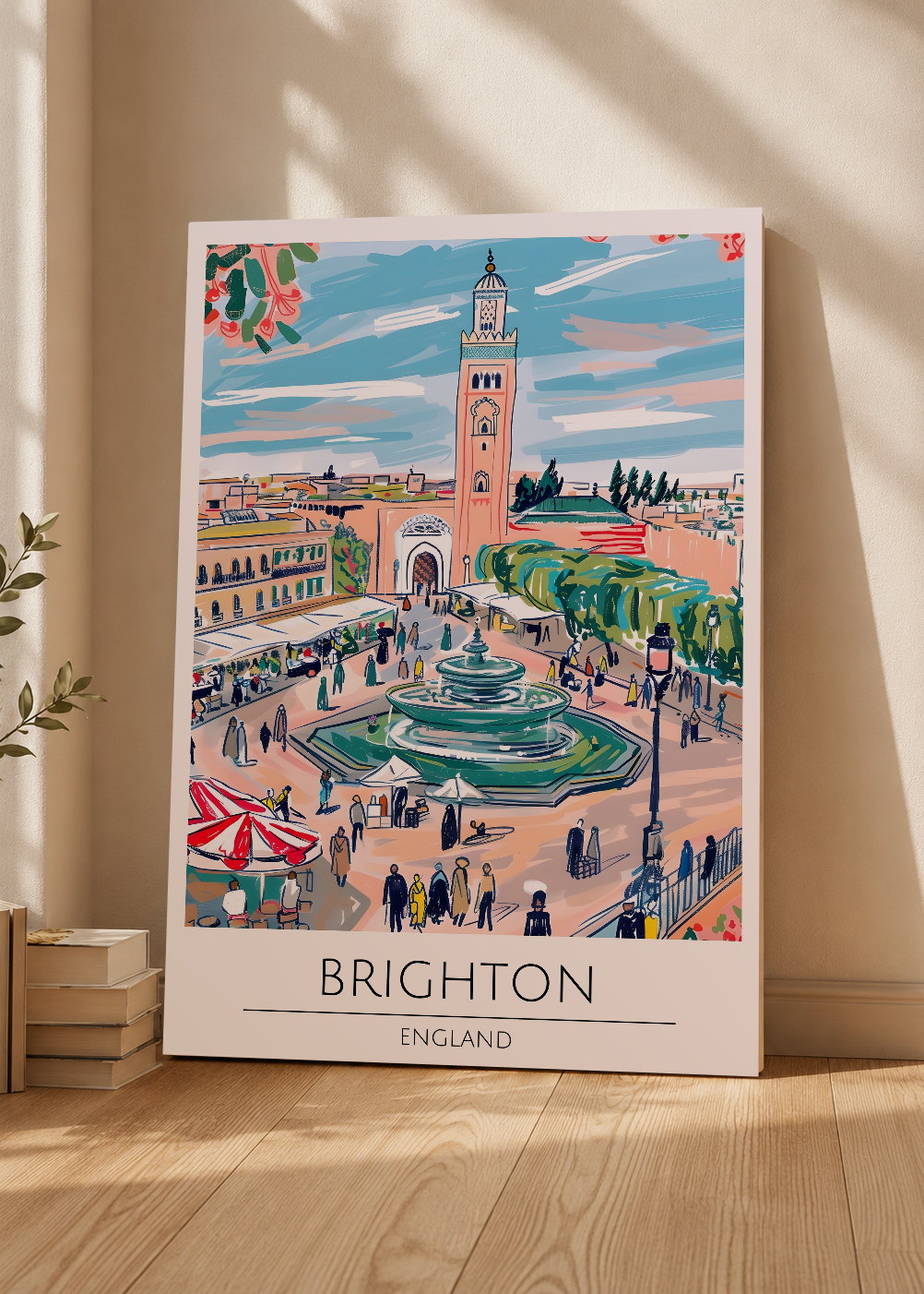 Cuadro Decorativo Mural Sin Marco 5mm - Travel, Brighton, Inglaterra, Ilustración Plaza
