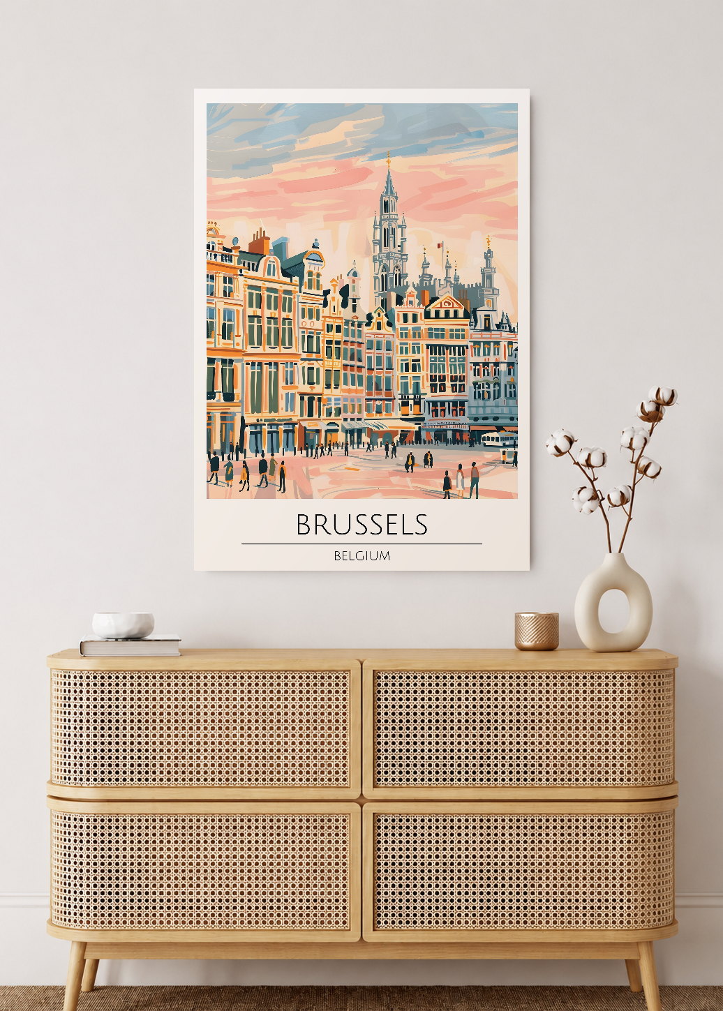 Cuadro Decorativo Mural Sin Marco 5mm - Travel, Bruselas, Bélgica, Ilustración Gran Plaza