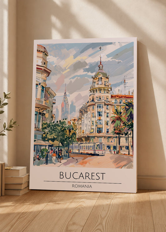 Cuadro Decorativo Mural Sin Marco 5mm - Travel, Bucarest, Rumania, Ilustración Ciudad