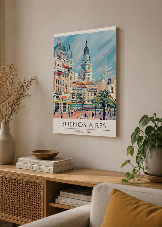 Cuadro Decorativo Mural Sin Marco 5mm - Travel, Buenos Aires, Argentina, Ilustración Ciudad