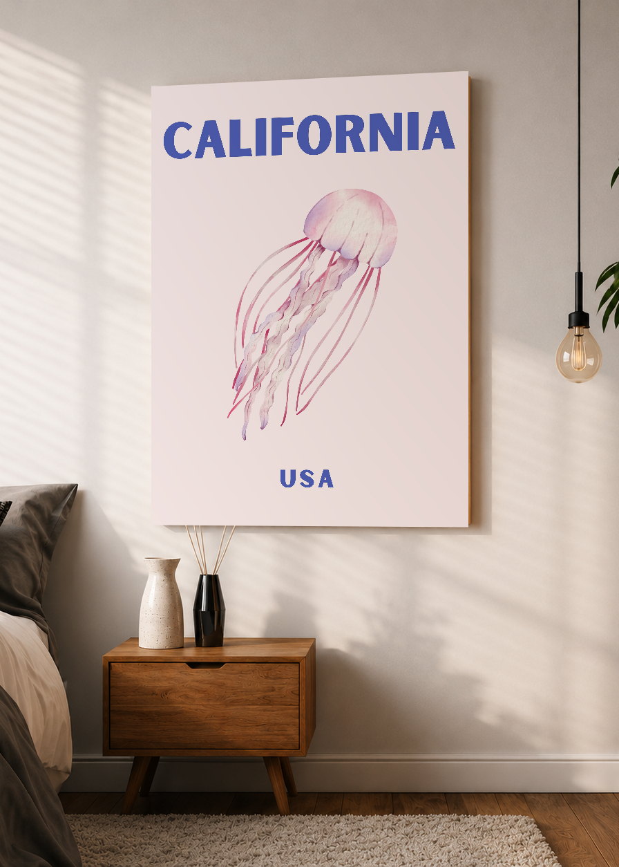 Cuadro Decorativo Mural Sin Marco 5mm - Travel, California USA, Medusa Rosa