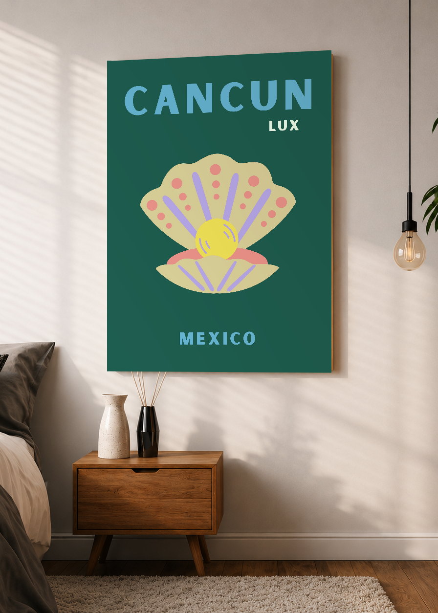 Cuadro Decorativo Mural Sin Marco 5mm - Travel, Cancún, México, Ostra Verde Oscuro