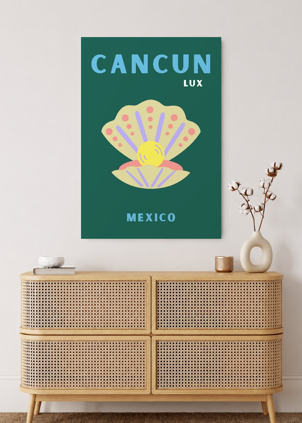 Cuadro Decorativo Mural Sin Marco 5mm - Travel, Cancún, México, Ostra Verde Oscuro